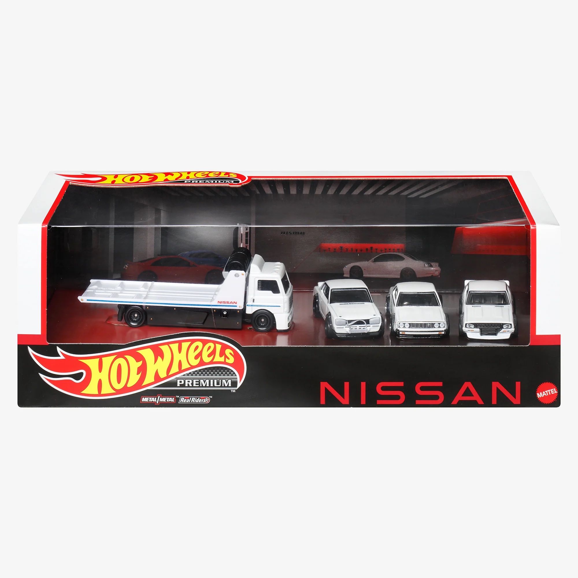 Hot Wheels® Premium Collector Set, 3 Nissan Skyline Cars & 1 Transporter